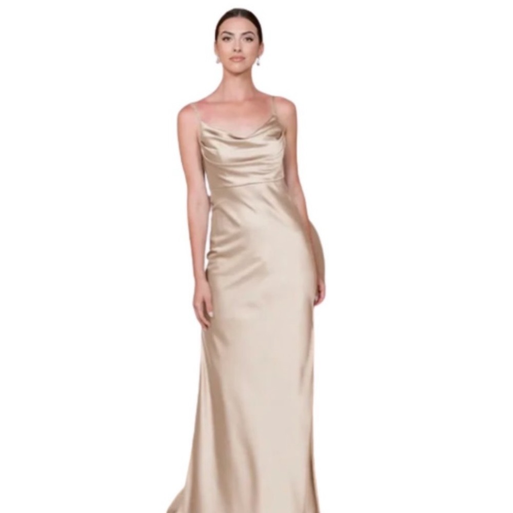 REVELRY Skye Satin Maxi Dress in Champagne